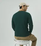 Cotton Blend Colorblocked Sweatshirt for Men, Green 