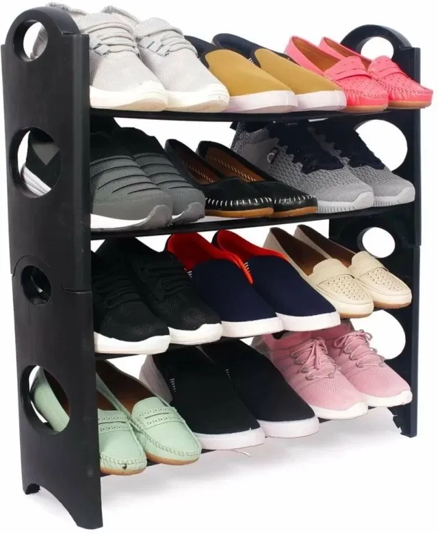 Lightweight 4 Layer PVC [Plastic] Pipe Shoe Rack [DIY] Do-It-Yourself Black