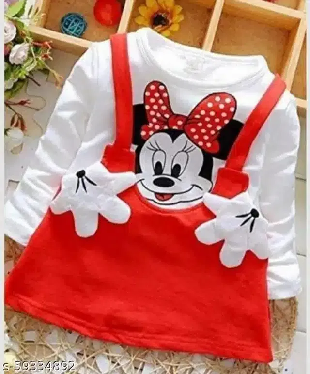 Cotton Blend Full Sleeves Top for Girls (White & Red, 6-12 Months)
