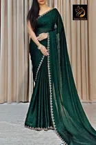 Silk Woven Design Saree for Women, Bottle Green 