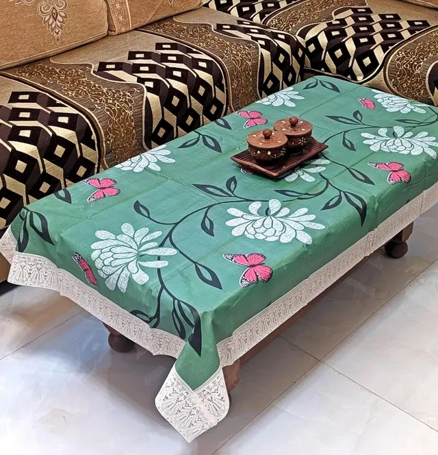 PVC Printed 4 Seaters Table Cover (Multicolor, 40x60 inches)