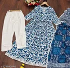 Rayon Printed Kurta with Pant & Dupatta for Women 