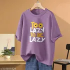 Cotton Blend Printed T-Shirt for Women, Purple 