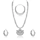 Metal Silver Plated Necklace with Earrings & Bangle for Women (Silver, Set of 1)