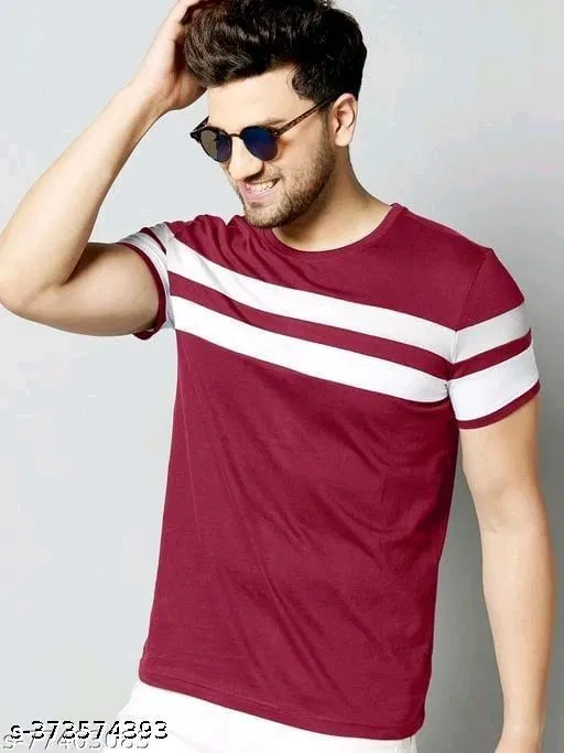 Cotton Blend T-shirt for Men, Maroon (XXXL)