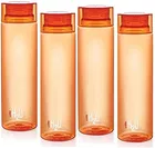 CELLO H2O Round Unbreakable Plastic Water Bottle 1 Liter (Orange, Pack of 4)