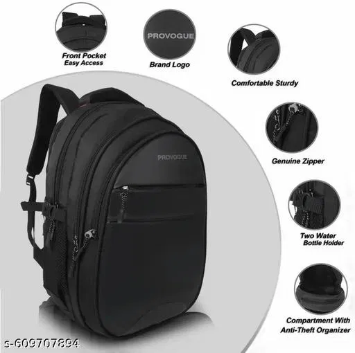 Polyester Backpack for Men & Women, Black
