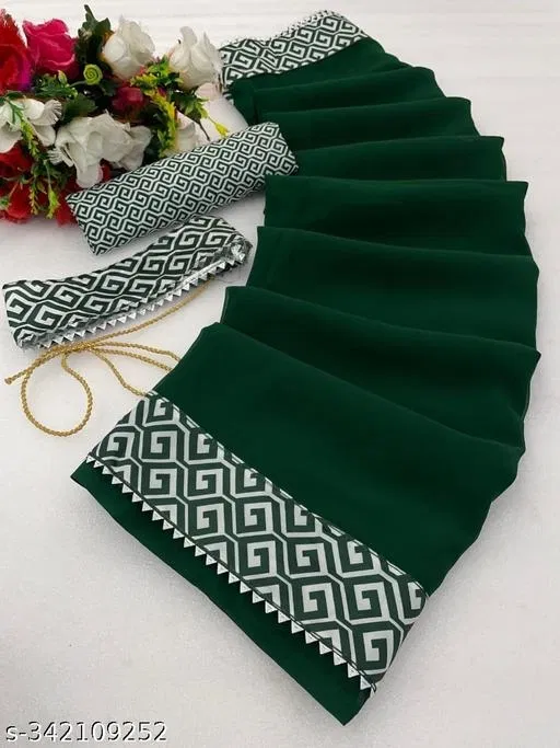 Plain Saree for Women (Green)