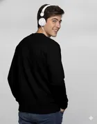 Fleece Printed Sweatshirt for Men, Black 