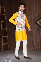 Cotton Button Kurta Set for Men 