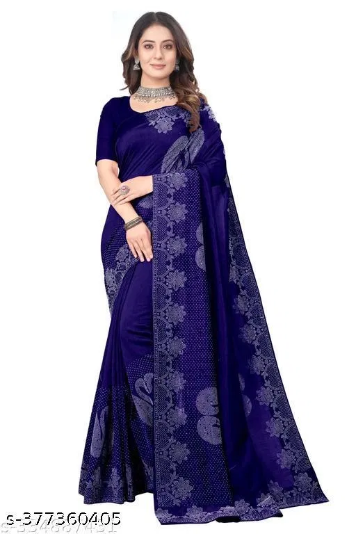 Georgette Embellished Saree for Women, Blue (6.3 m)