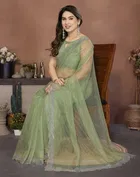 Bollywood Green Organza Net Saree for Women