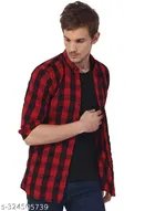 Cotton Blend Checked Shirt for Men, Maroon 