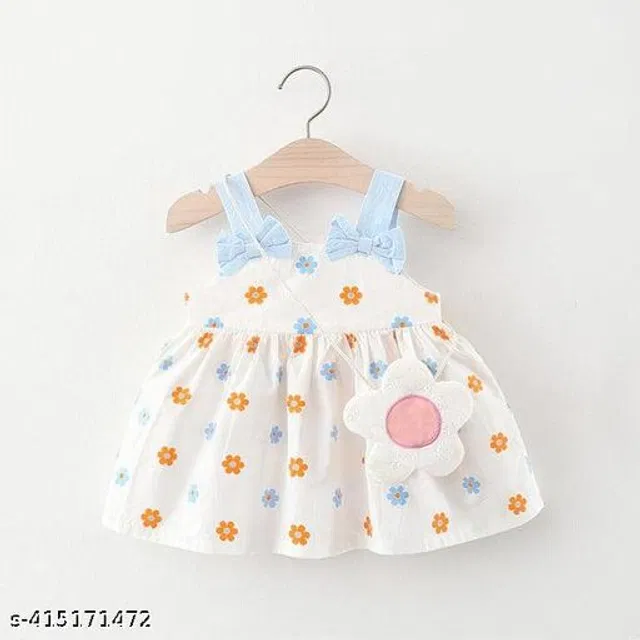 Cotton Frock for Girls (White , 6-9 Months)