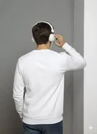 Fleece Printed Sweatshirt for Men, White 