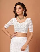 Net Solid Saree for Women 