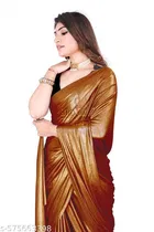 Lycra Solid Saree For Women, Multicolor