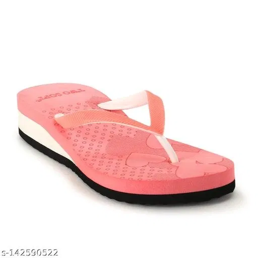 Twosoft Flip-flops for Women (Peach, 6)
