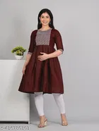 Cotton Embroidered Knee Length Maternity Kurti for Women 