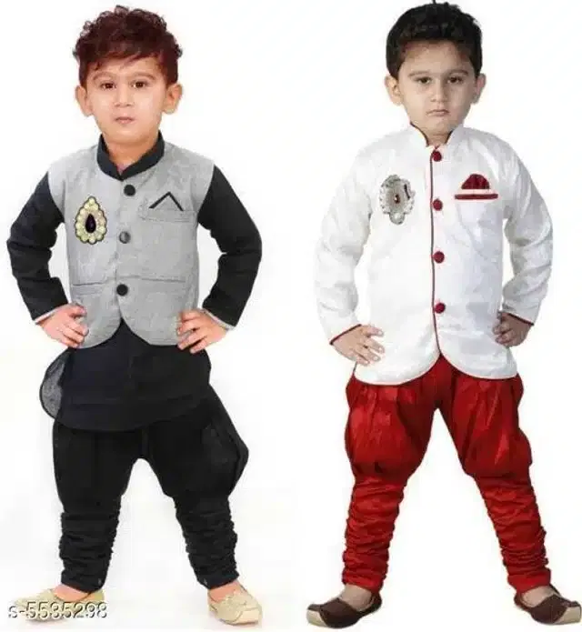 Sherwanis for Boys (Multicolor, 7-8 Years) (Pack of 2)