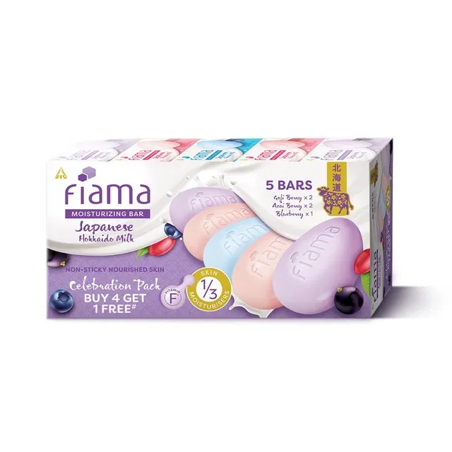 फियामा जापानी होक्काइदो बेरी सेलिब्रेशन मॉइस्चराइजिंग बार सोप 5X125 g (पैक ऑफ 5)