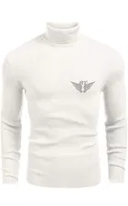 Fleece Hi-Neck Sweater for Men, White 