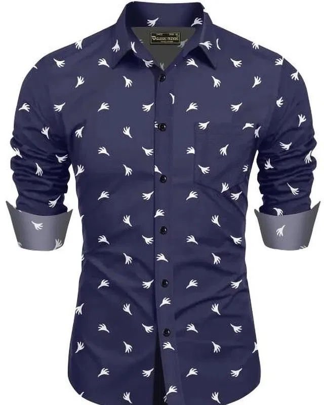 Full Sleeves Shirt for Men (Navy Blue, XL)