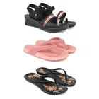 Combo of Heels with Slippers & Flats for Women (Multicolor, 8) (Pack of 3)