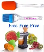 Manual Juicer with Free Spatula & Oil Brush (Multicolor, Set of 3)