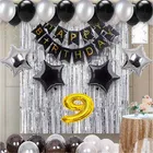 9th Happy Birthday Balloon Decoration Kit, Silver, Set of 1