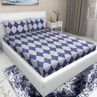 Arch Fab Blue Geometry Flat Double Bedsheet 88X90 Inch