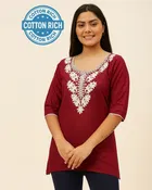 Cotton Embroidered Short Kurti for Women 