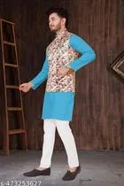 Cotton Kurta Set with Koti for Men 