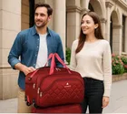 Polyster 60 L Trolley Duffel Bag - Red Color,Roller Wheels Lightweight Criss-Cross Designed  Travel Duffel Bag - Good Capacity