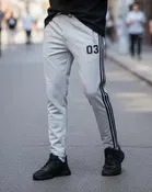 Cotton Blend Printed Track Pant for Men, Grey 