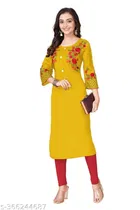Rayon Slub Embroidered Kurti for Women 