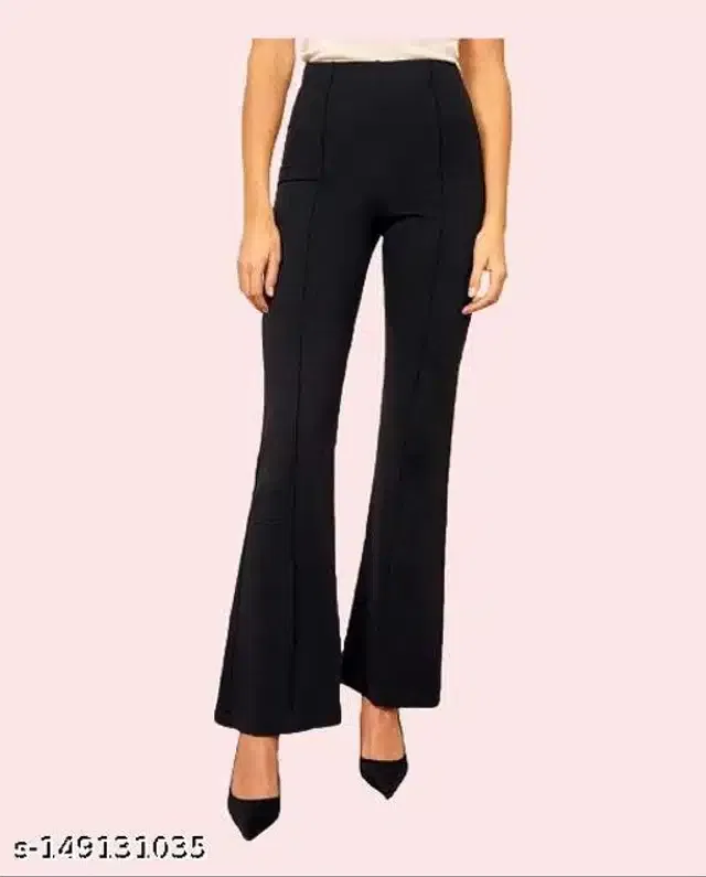 Cotton Blend Trouser for Women (Black, 24)