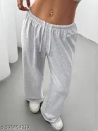 Cotton Blend Solid Trousers for Men, Grey 