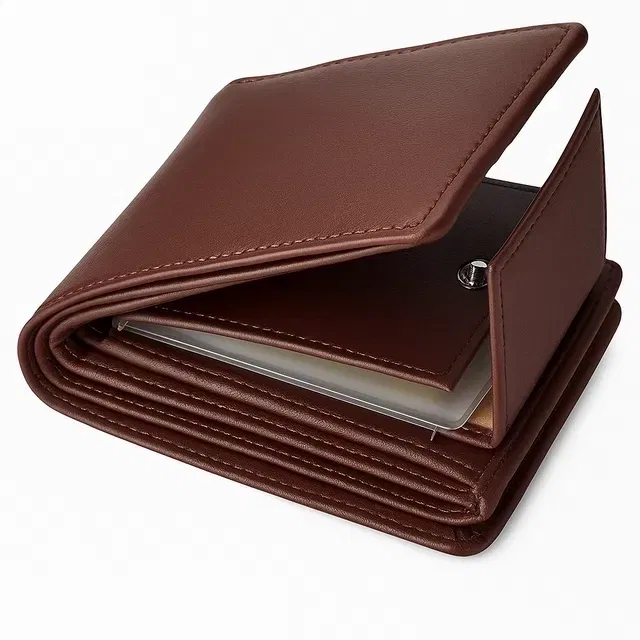 Wallet for Men, Solid Brown, Everyday Use, Spacious Design