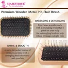 Majestique Premium Wooden Metal Pin Brush for Women, Men & Kids 