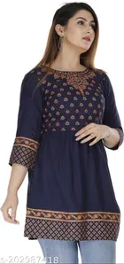 Viscose Rayon Printed Kurti for Women 