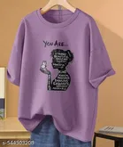 Cotton Blend Printed T-Shirt for Women, Blue & Purple, Pack of 2 