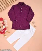Floral Seqiunned Cotton Kurta Set for Boys 