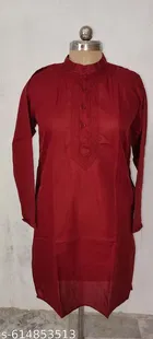 Cotton Solid Kurta Set for Men, White & Maroon 
