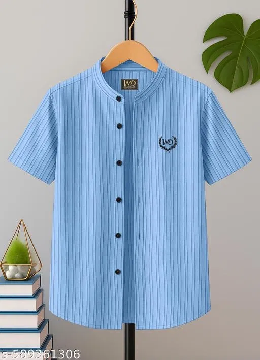 Self Design Cotton Blend Short Sleeve Polo for Boys (Aqua Blue, 14-15 Years)