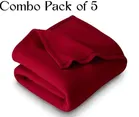 Combo Pack of 5 Solid Polar Fleece Blanket Red 