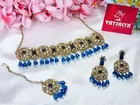 Mehandi Finish Sparking Shadow Crystals Kundan studded Choker Set for Women 
