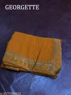 Chiffon Solid Saree For Women, Yellow