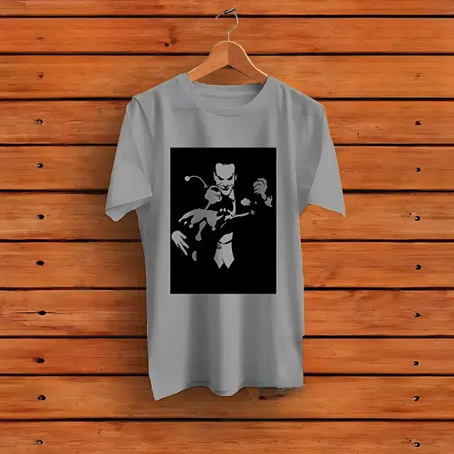 Half Sleeves Printed T-shirt for Men (Grey, S)