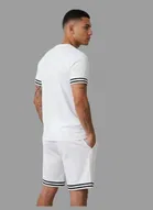 Polyester Printed Co-Ord Set for Men, White 